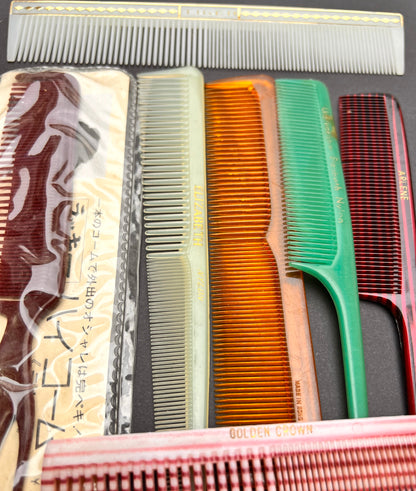 7 Colourful Unused Vintage Combs