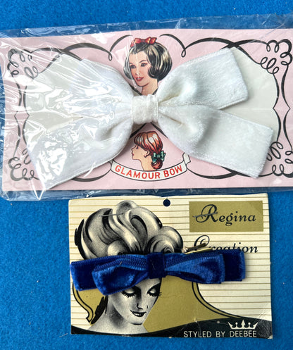 1950s Display Cards of 3 Velvet Hair Bow Pins