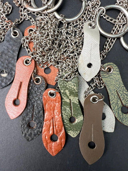 10 Vintage Key Chains with Leather Ends (some rust)