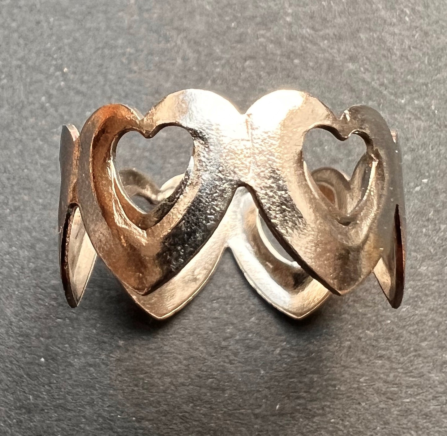 1970s Gold or Silver Tone Heart Rings