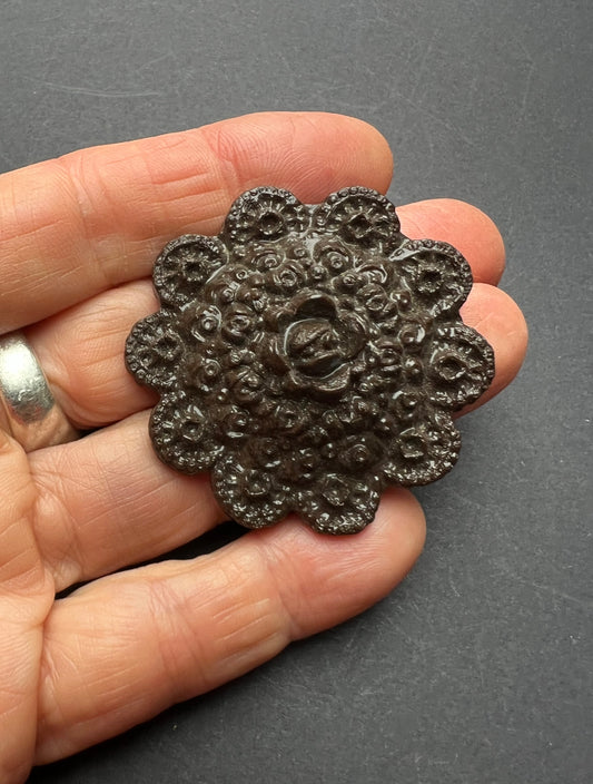 Vintage Faux Pressed Glass Floral Brooch