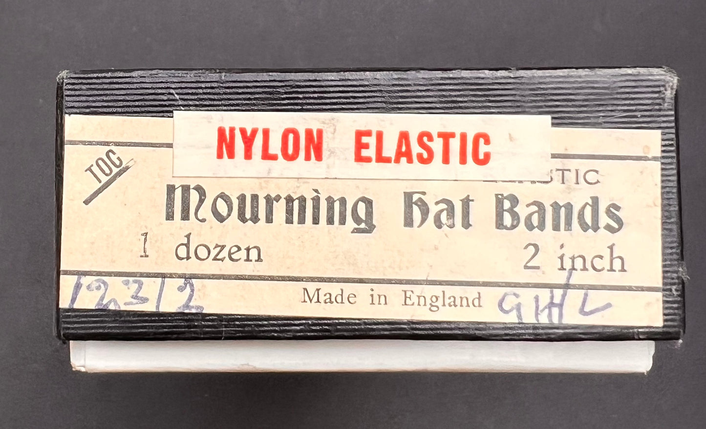 Box of a Dozen 1940s Black Mourning Hat Bands