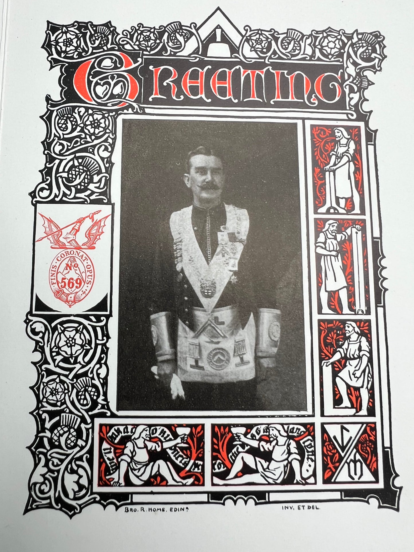 10 Early 20th C Christmas Cards incl. Masonic