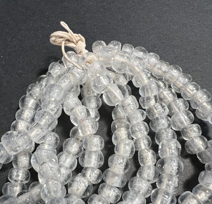 Vintage 130g Strings of 3mm Hand Blown Clear Glass Beads