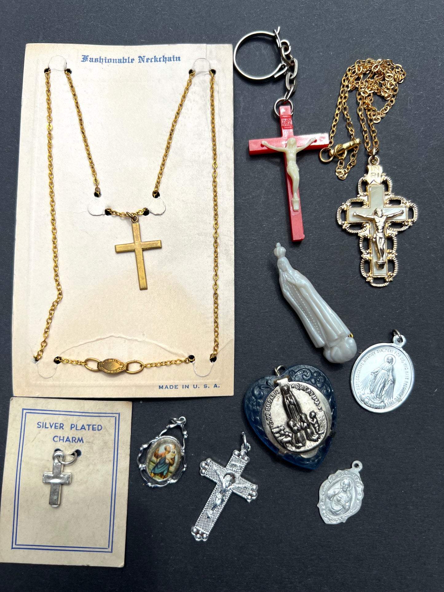 10 Pieces of Vintage Catholic Jewellery Making Items