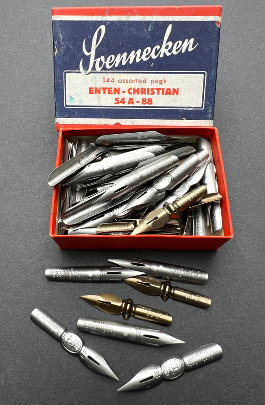 Vintage Box of 1 gross German Metal Fountain Pen Nibs - Assorted Sizes and Styles