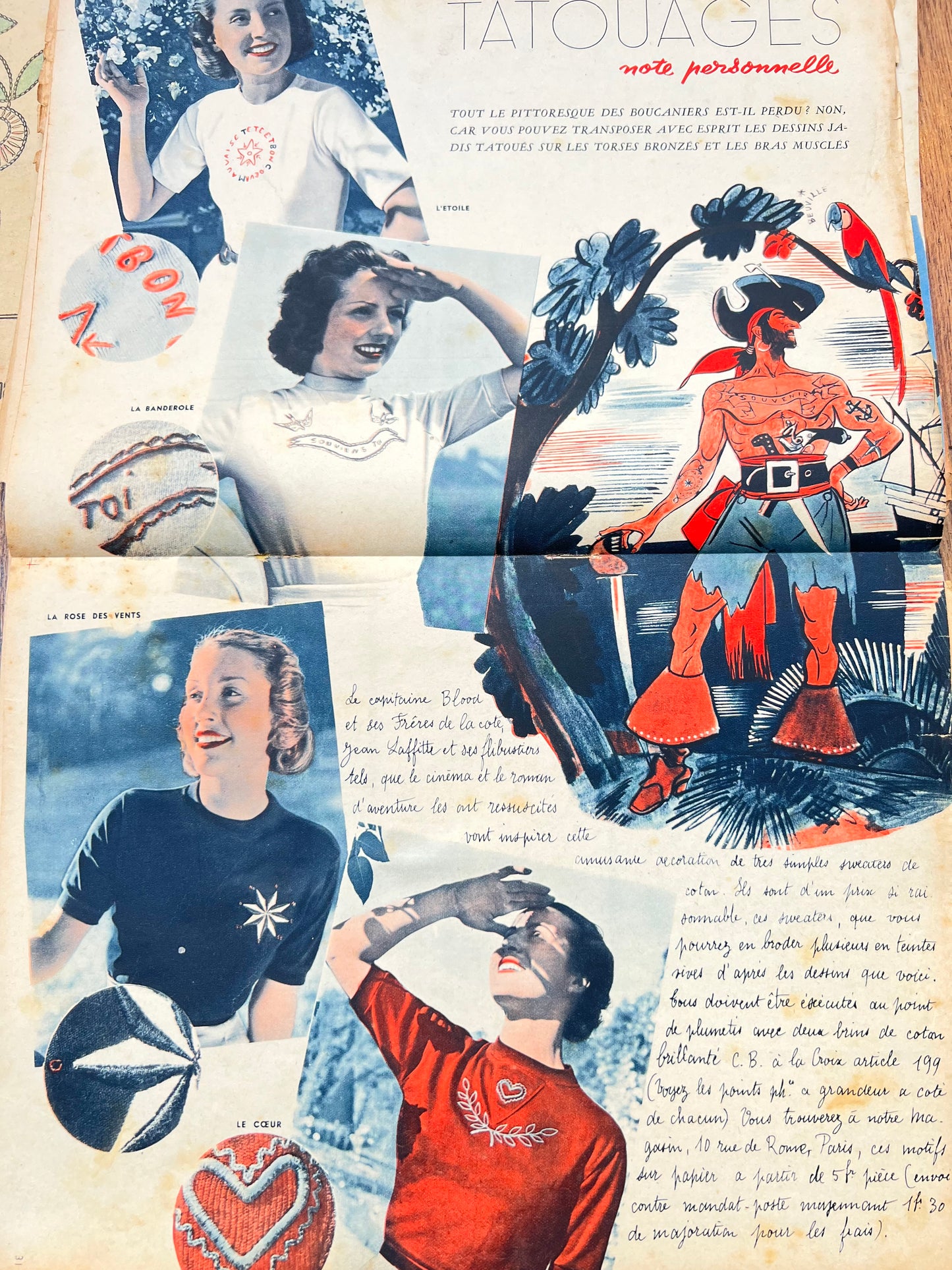 2 Damaged 1930s French Women's Magazines Marie Claire & Mon Ouvrage
