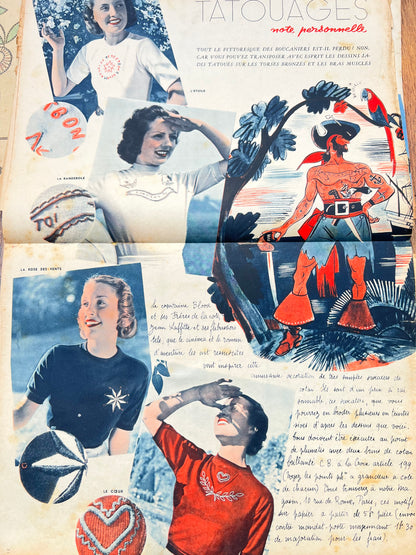 2 Damaged 1930s French Women's Magazines Marie Claire & Mon Ouvrage