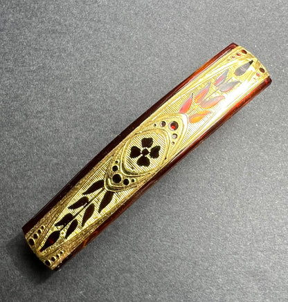 Gloriously Deco French Tortoiseshell  + Gold French Lucite Hair Clips