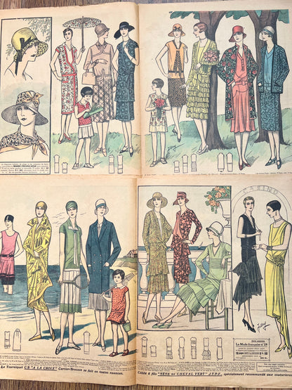 2 French July 1928 Le Petit Echo de la Mode Magazines - Damaged Spines