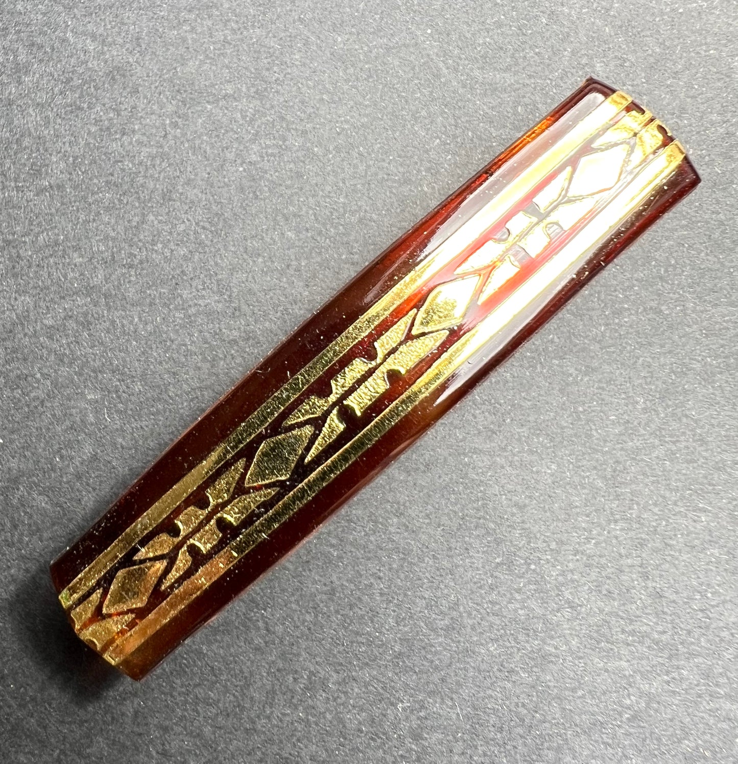 Gloriously Deco French Tortoiseshell  + Gold French Lucite Hair Clips