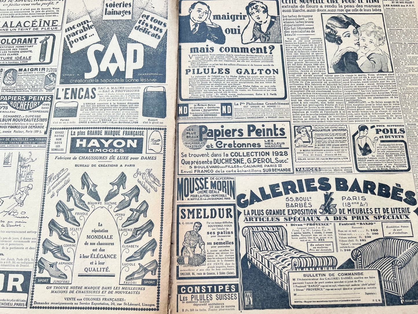 2 French July 1928 Le Petit Echo de la Mode Magazines - Damaged Spines