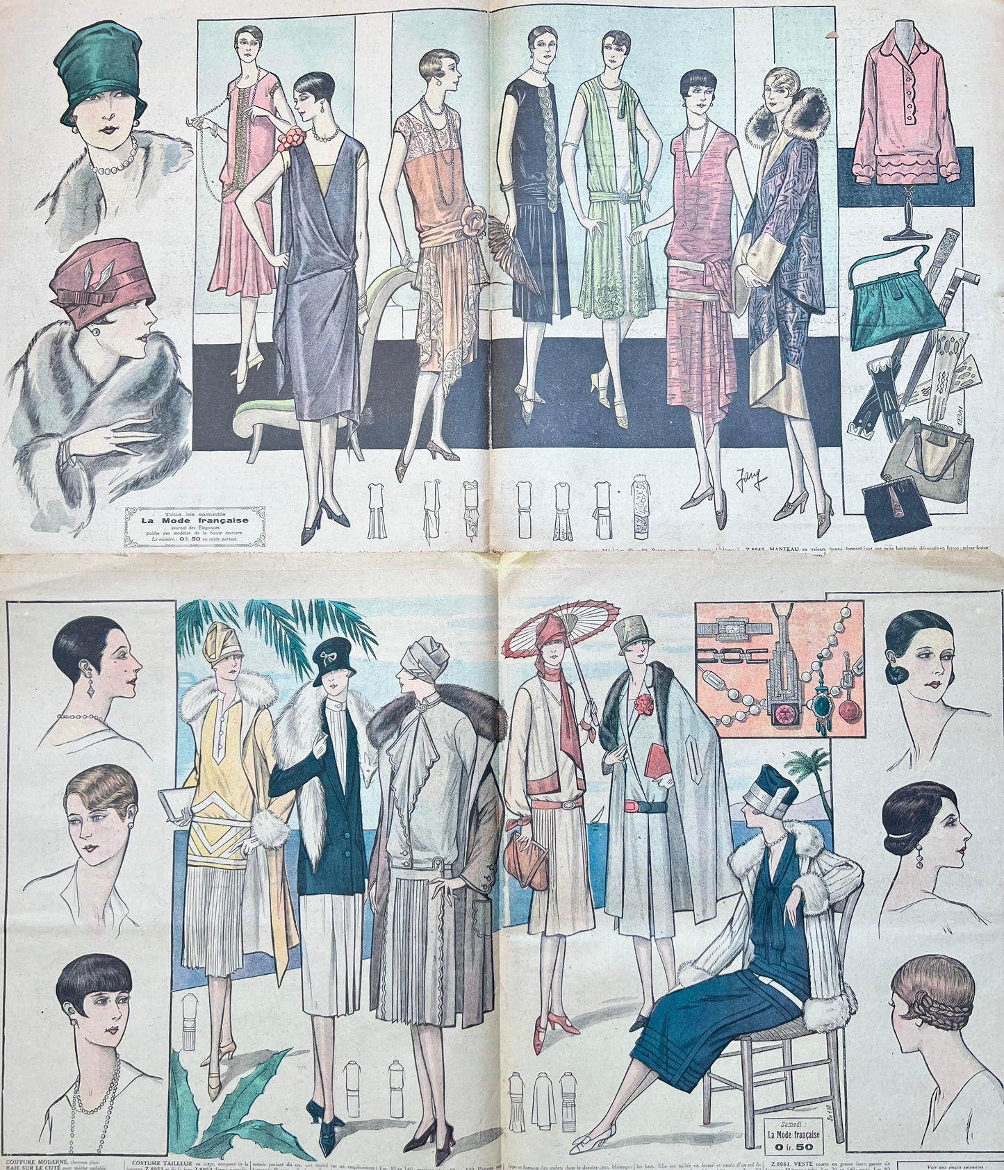 4 French Le Petit Echo de la Mode Magazines from January 1927 - Damaged Covers