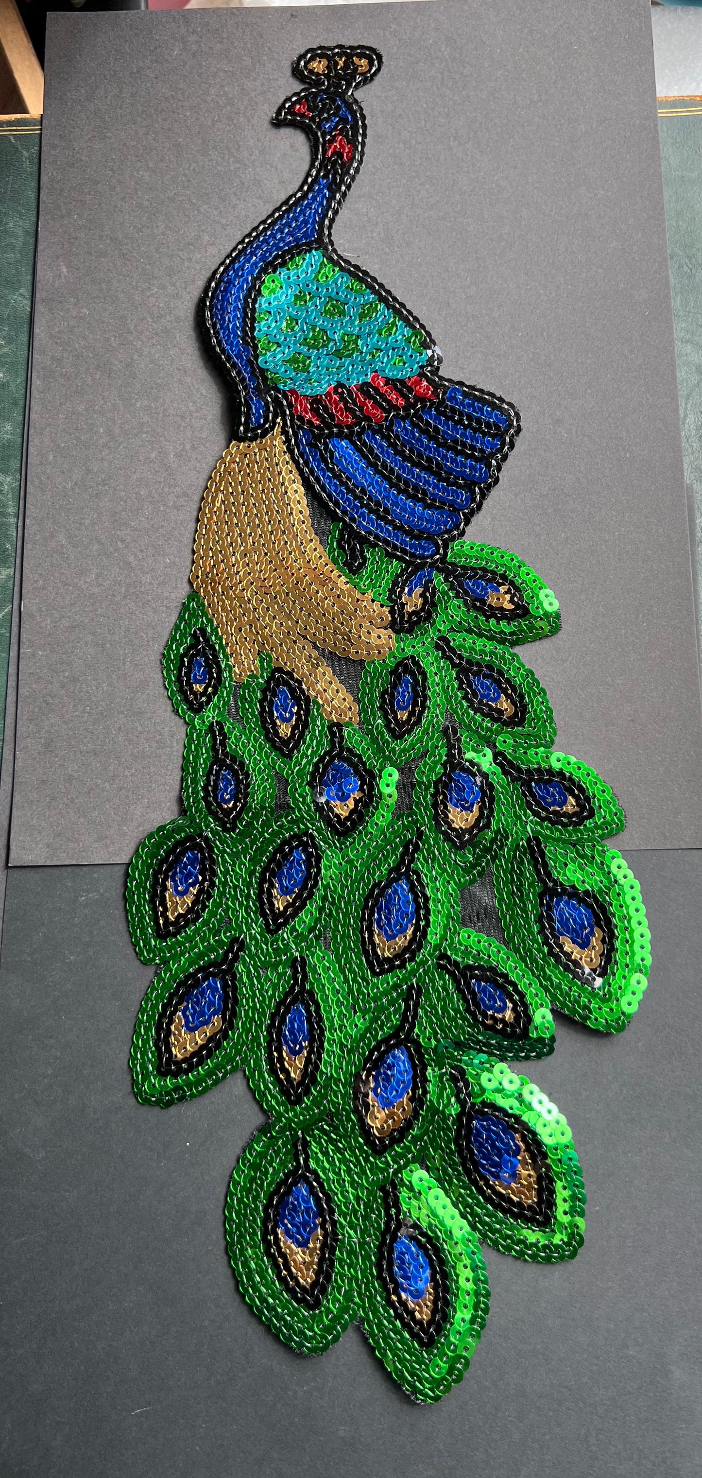 Splendid 43cm or HUGE 63cm tall Sparkly Sequin Peacock Applique