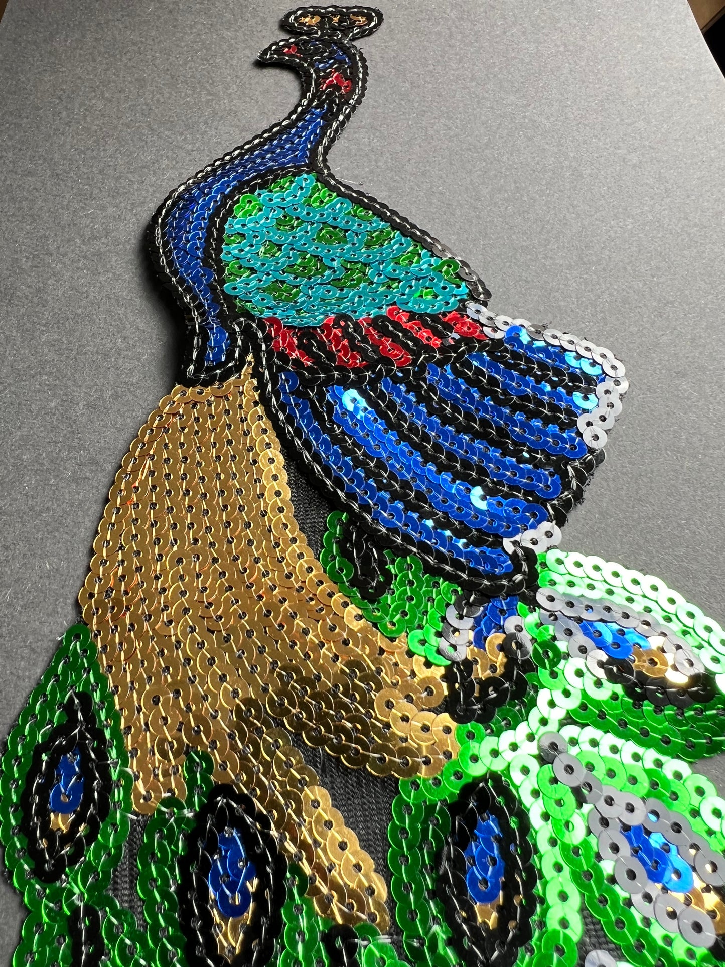 Splendid 43cm or HUGE 63cm tall Sparkly Sequin Peacock Applique