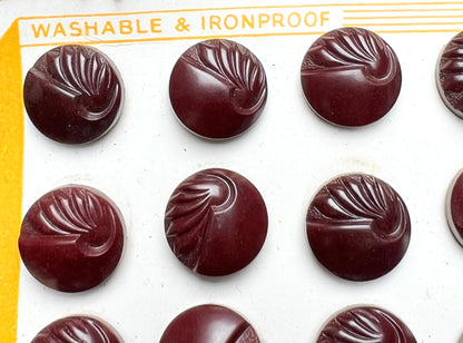 12 Rich Brown Bakelite 1940s Deco Buttons 2.2cm or 1.8cm Made in England