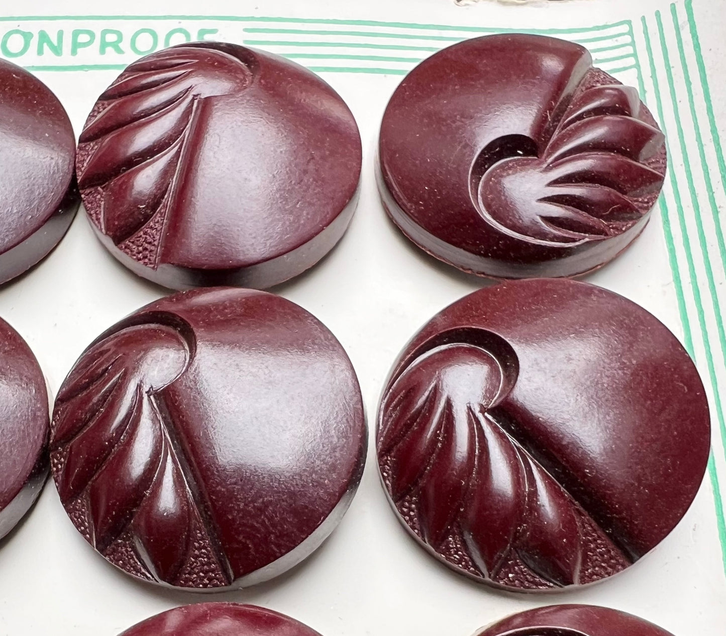 12 Rich Brown Bakelite 1940s Deco Buttons 2.2cm or 1.8cm Made in England