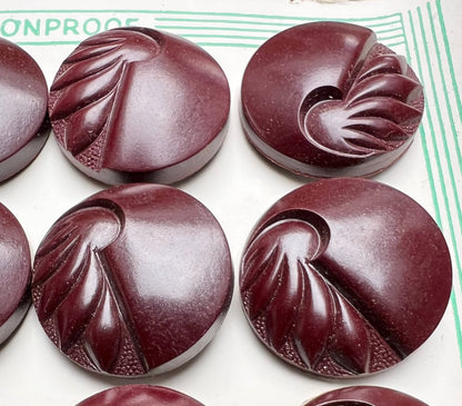 12 Rich Brown Bakelite 1940s Deco Buttons 2.2cm or 1.8cm Made in England