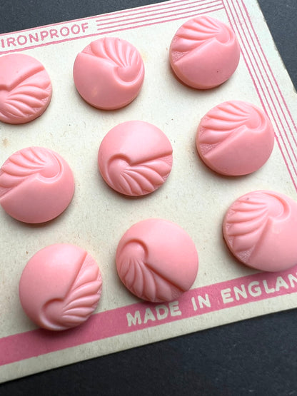 12 Soft Pink 1940s Deco 1.8cm Buttons