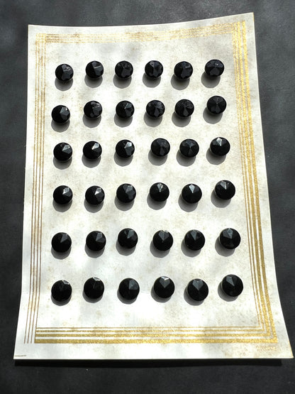 36 Wonderfully Sparkly 9mm Black Vintage Cut Glass Buttons