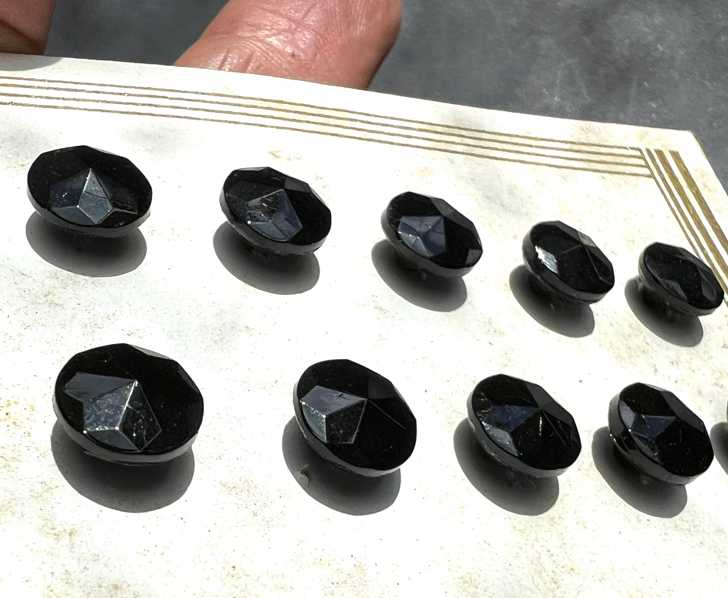 36 Wonderfully Sparkly 9mm Black Vintage Cut Glass Buttons