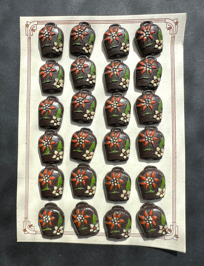 6 or 24 Unusual Vintage Italian Brown Cowbell Buttons - 2cm tall (Copy)