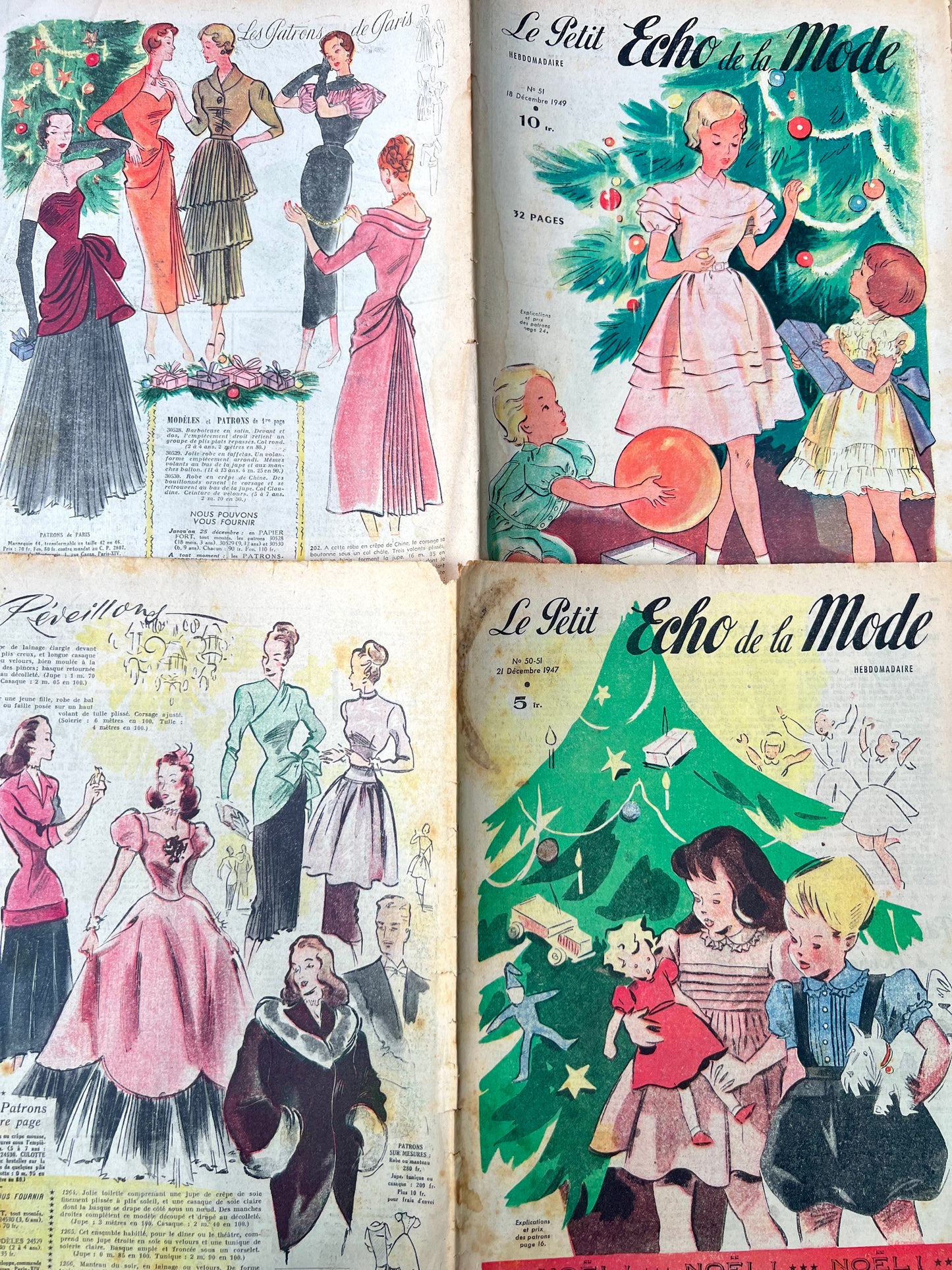Delightful Christmas Scenes in December 1947 and 1949 French Petit Echo de la Mode