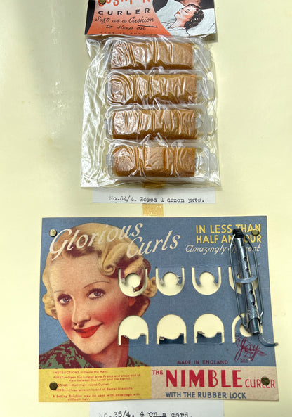 Fantastic 1940s Salesman's File of 10 Hair Clip and Roller Cards incl. Loose Wave Clips