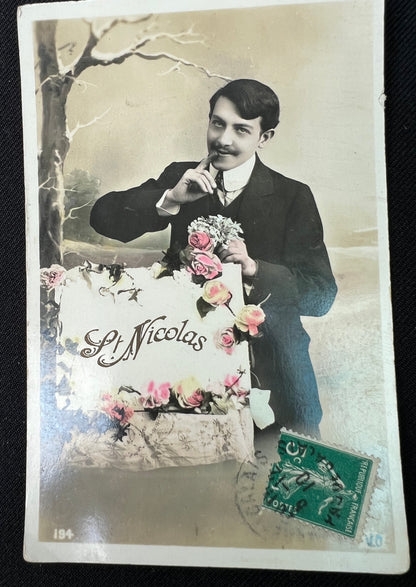 2 French St Nicholas Christmas Postcards