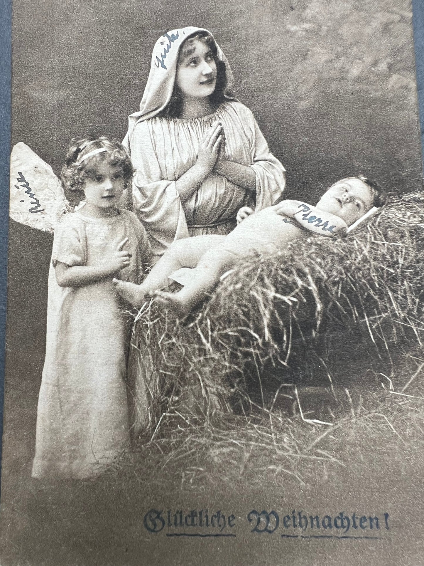 2  French Nativity Scene Christmas Postcards