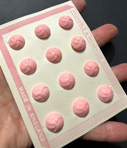 12 Vintage PINK Interlocking Thread Buttons -2.2cm, 1.6cm or 1.4cm
