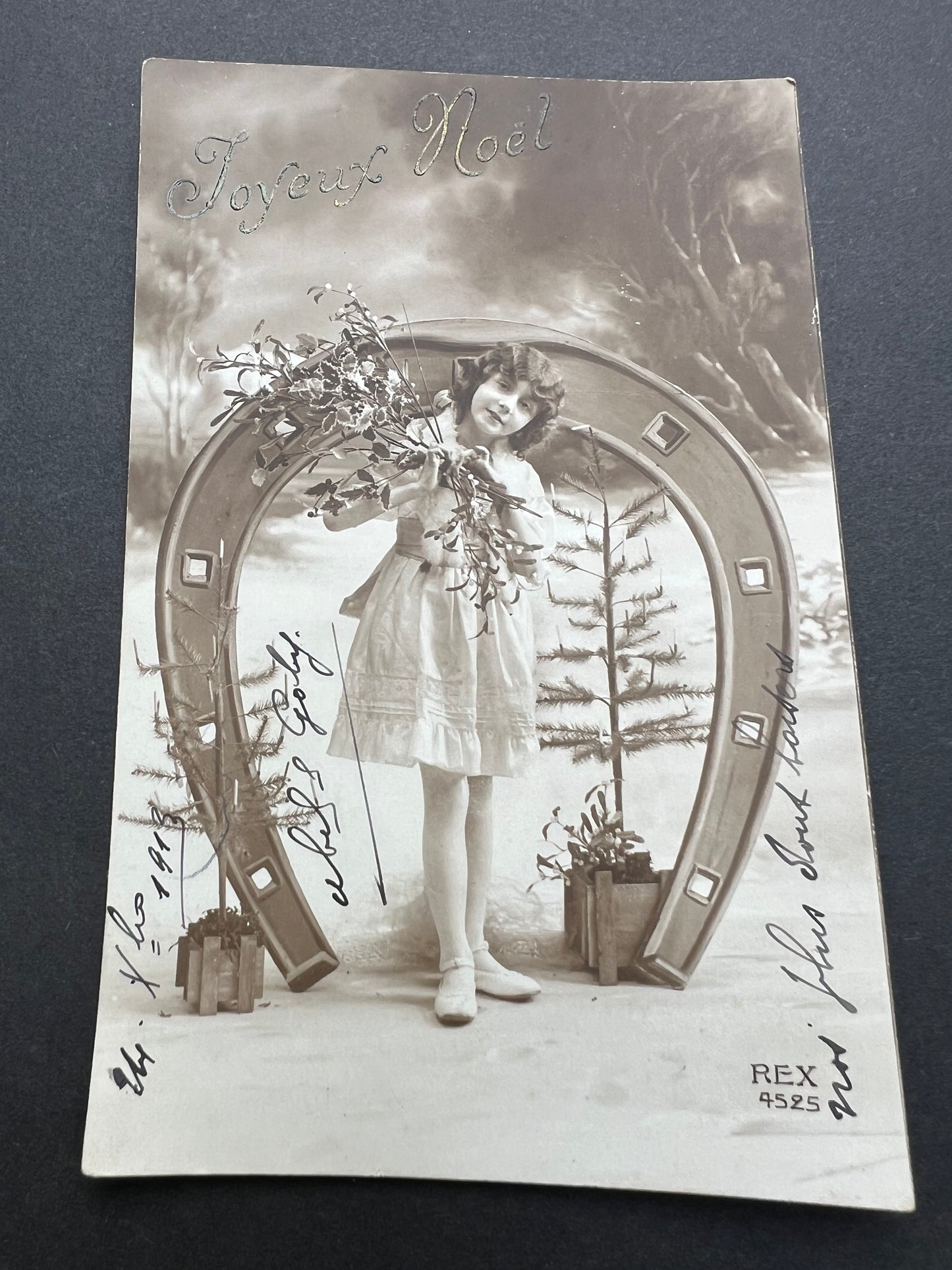 1913 French Postcard ..Good Luck & Happy Christmas !