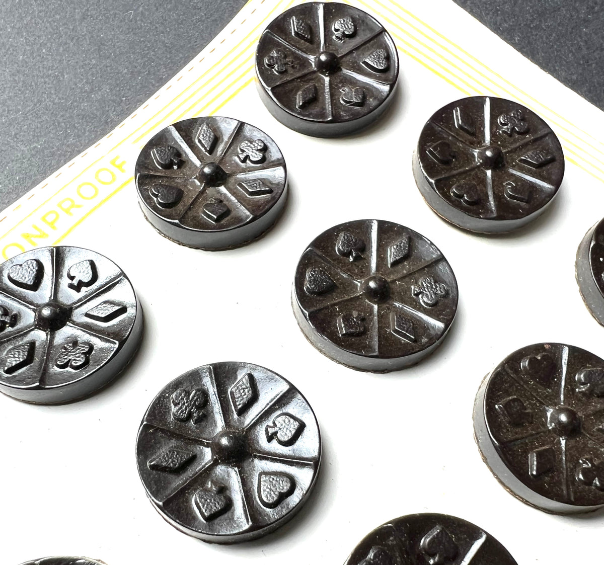 12 ACE Vintage Bakelite Playing Card Buttons - Made in England - Choice of Colours