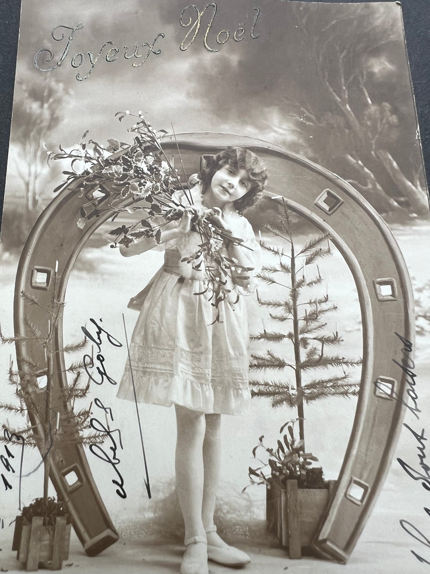 1913 French Postcard ..Good Luck & Happy Christmas !