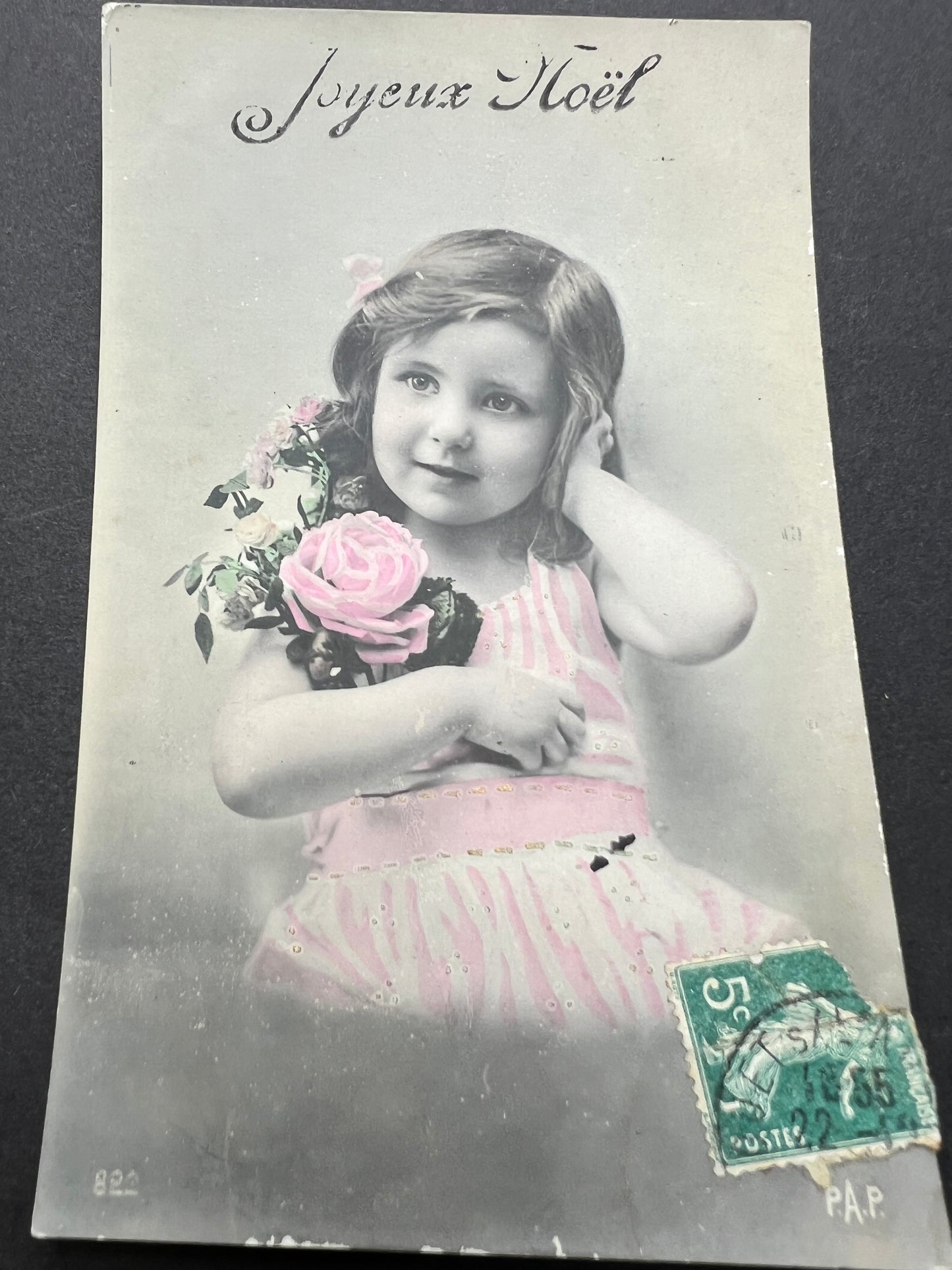 2 Pretty 1900s French Postcard ..Mistletoe & Happy Christmas