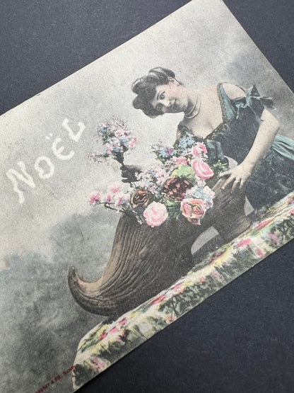 Cuddling The Christmas Clogs - 3 French 1900s Christmas Postcards