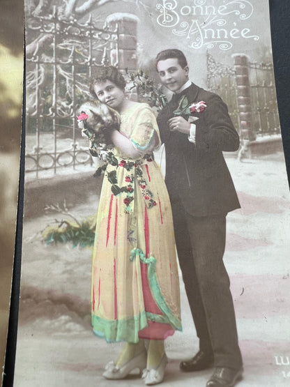 4 French Christmas Postcards sent in 1918 & 1920