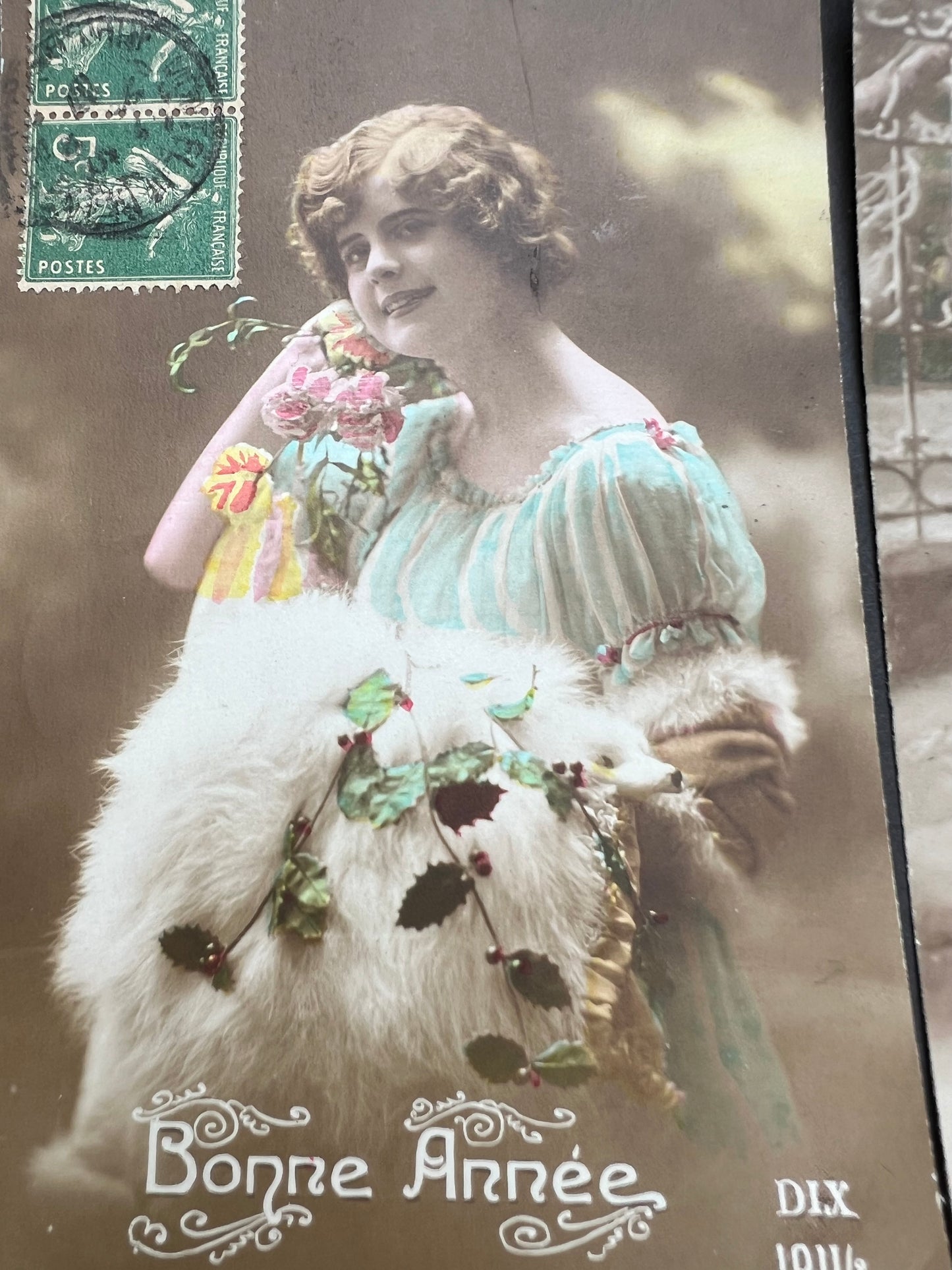 4 French Christmas Postcards sent in 1918 & 1920