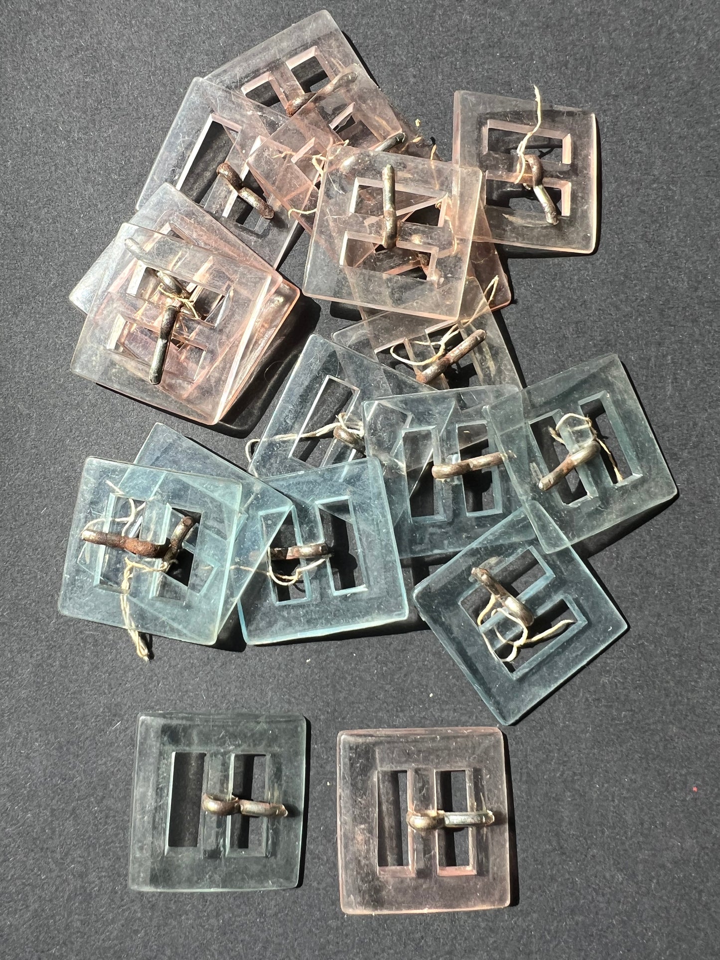 Job Lot of 19 Little Lucite Square Buckles