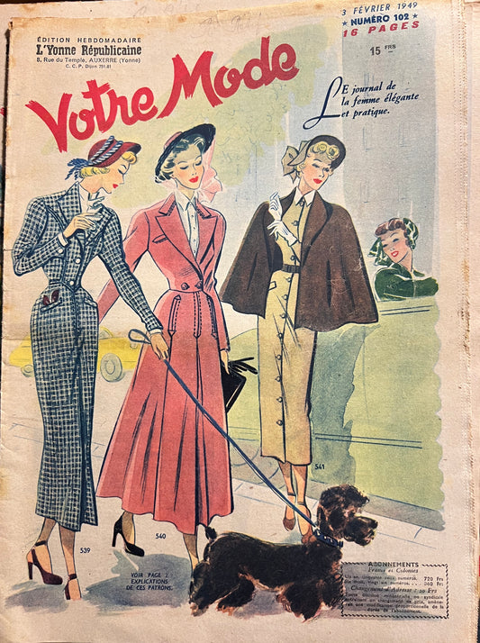 Taking The Poodle for a Walk in February 1949  French Votre Mode
