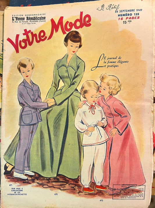 The Most Fashionable Bedtime in September 1949 French Women's Magazine Votre Mode