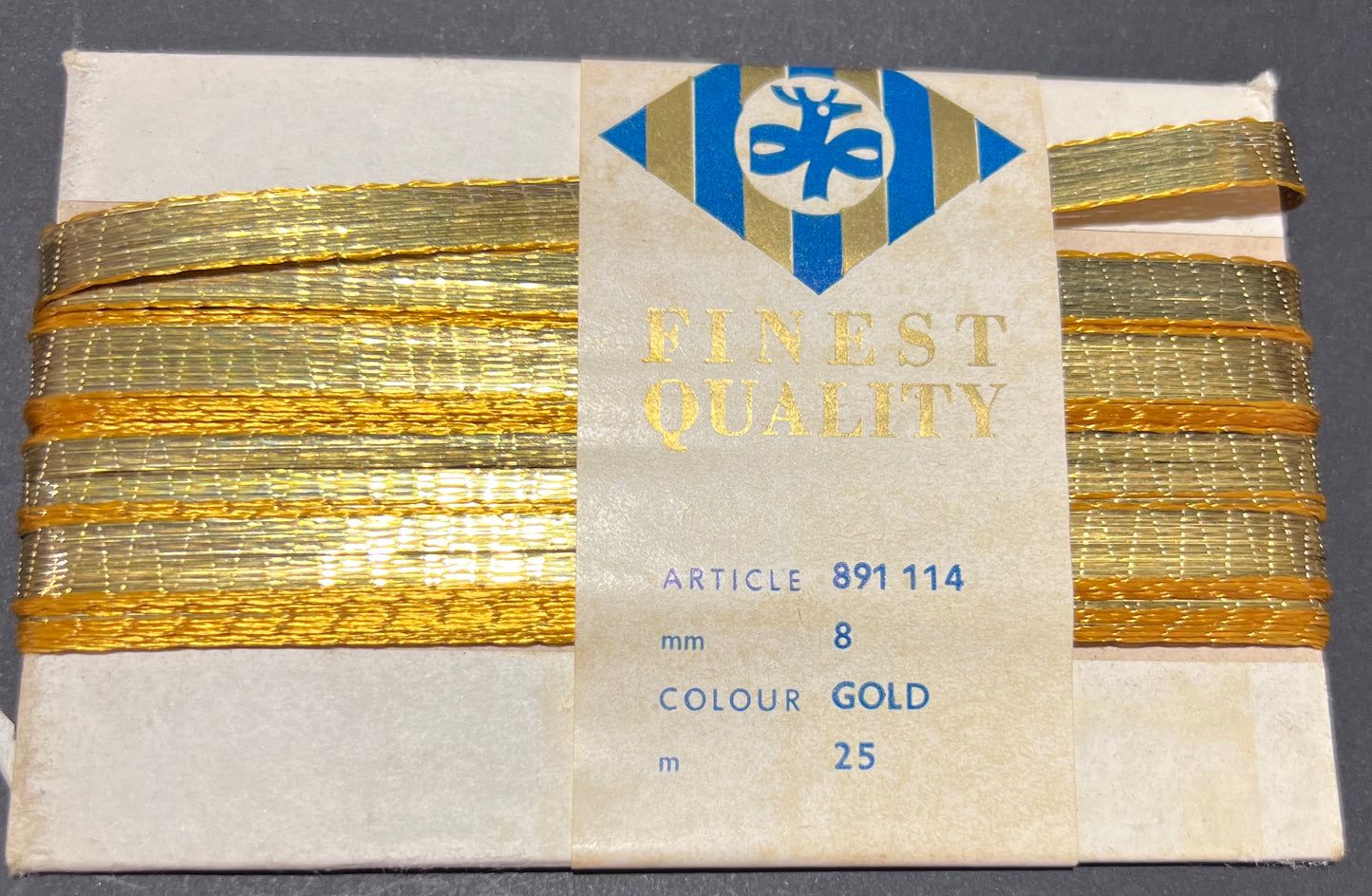 25m Stunning Vintage GOLD Metallic Ribbon 8mm wide