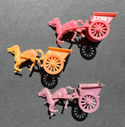 Job Lot of Colourful Vintage Horse and Cart Toys