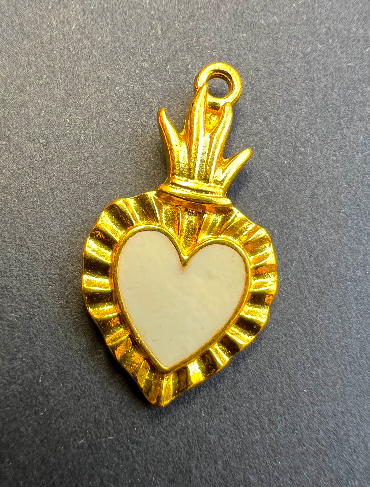 Pure White Flaming Heart 2.5cm  Charm / Pendant