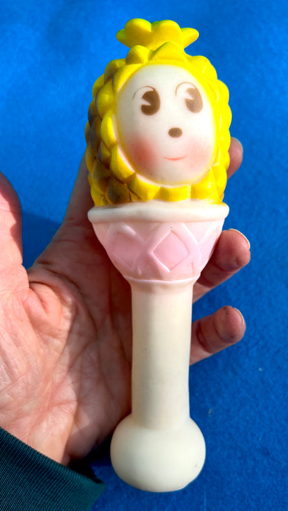 Pineapple, With A Face, 1980s Squeaky Squeeze Toy