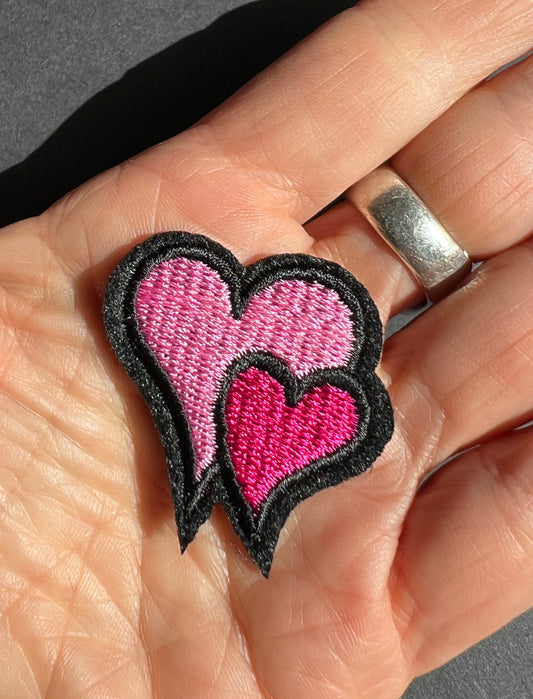 Sweet Little 2 Hearts Iron-On Patch