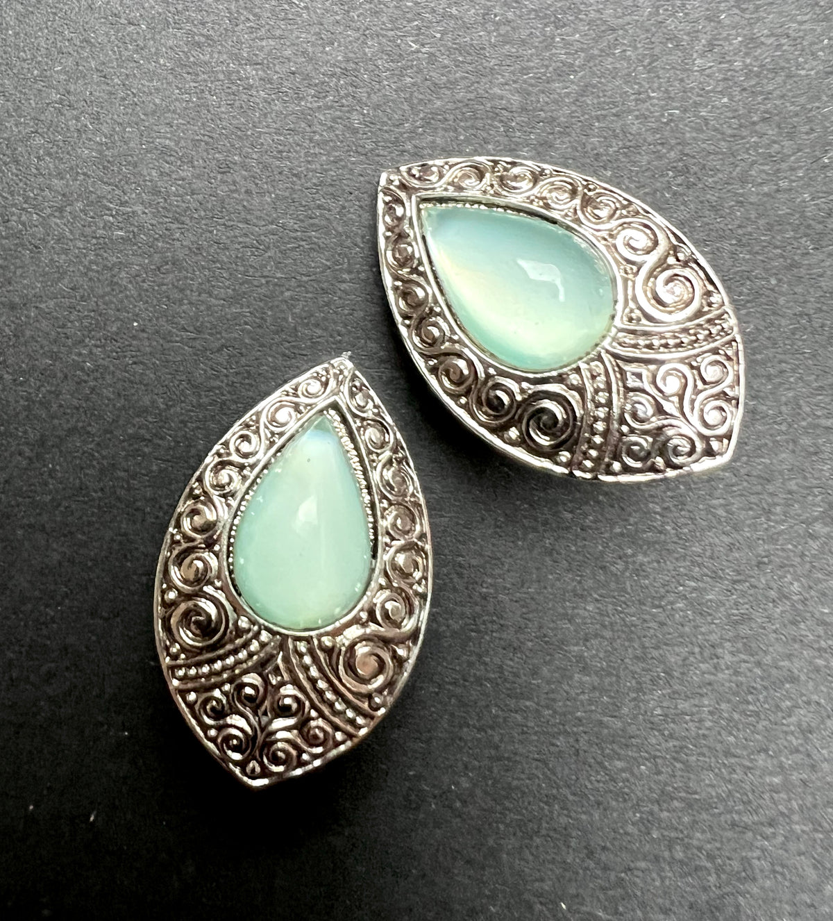 Warrior Princess Shimmery Glass Centred Clip On Earrings