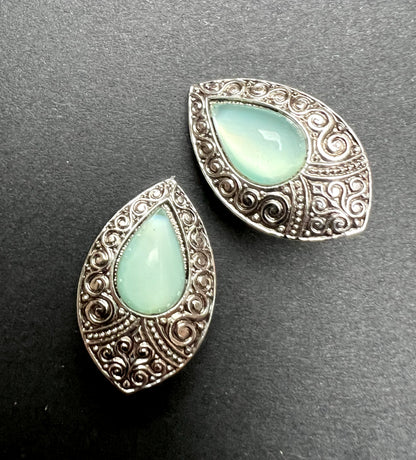 Warrior Princess Shimmery Glass Centred Clip On Earrings