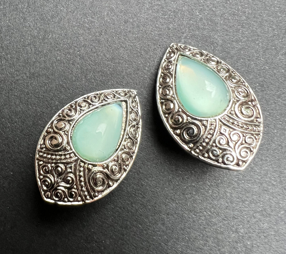 Warrior Princess Shimmery Glass Centred Clip On Earrings