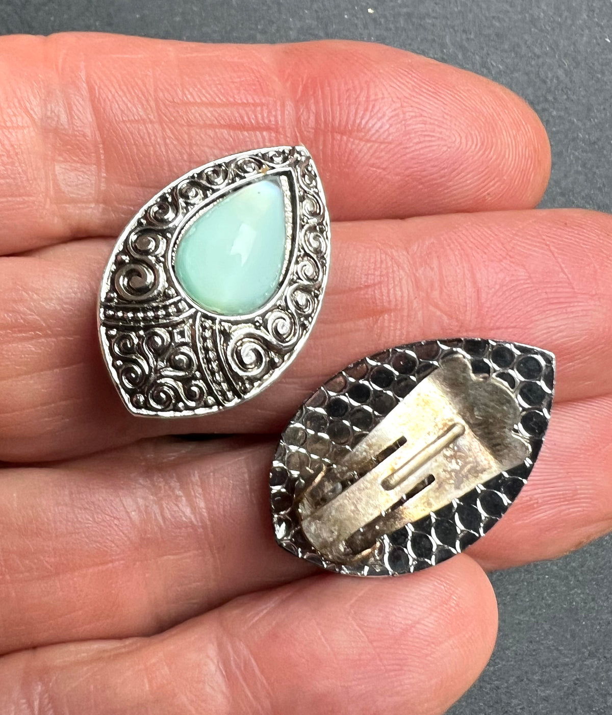 Warrior Princess Shimmery Glass Centred Clip On Earrings